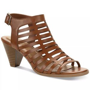 STYLE & CO Women's Haileyy Shooties Sandals Heels COGNAC Brown Chic Trendy Style